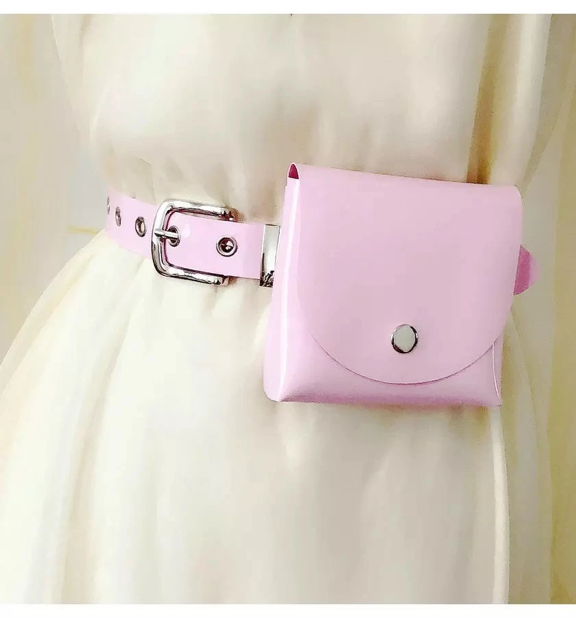 fashion new plastic neon candy color mini belt with pocket for girls
