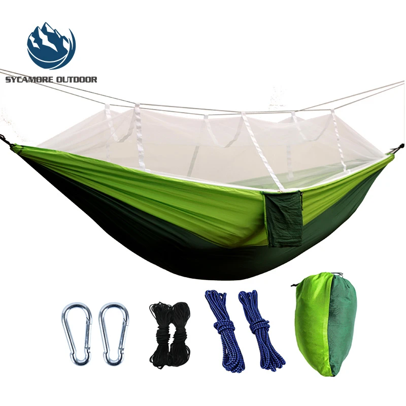 fashion outdoor camping hammock portable nylon hammock with mosquito net