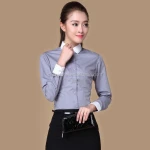fashion slim fit contrast cuff women blouse shirt