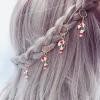 Fashion white and red Santa Claus Crutch design Hair Ring Jewelry  for Christmas Braid Hair