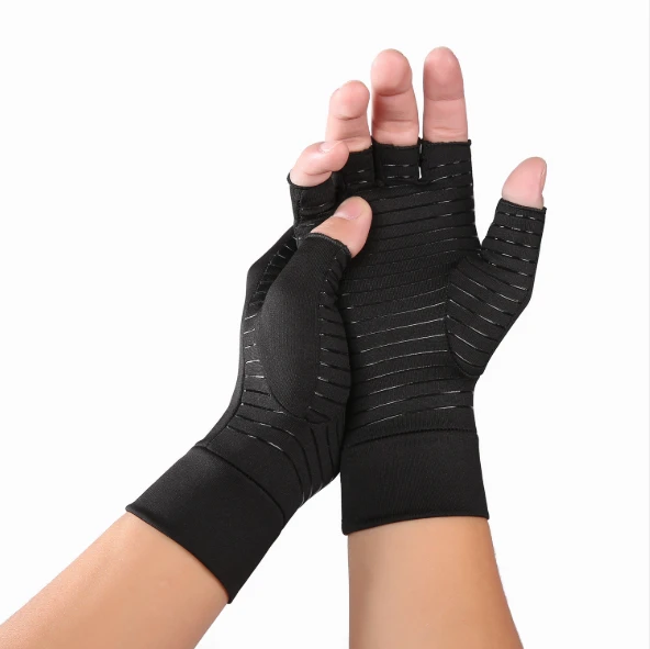 Free Custom Compression Magnetic Fingerless Anti Copper Arthritis Gloves