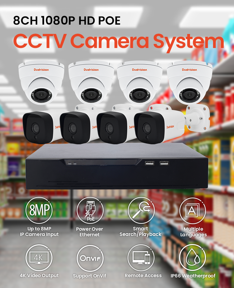 Buy Full Hd 1080p 8 Channel 8ch Surveillance 4k Security Camera Cctv ...