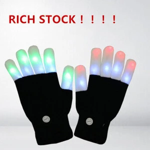 Full White Finger Luminous Gloves Festival Performance Colorful Led Gloves Sport Glow-In-The-Dark Knitted Gloves