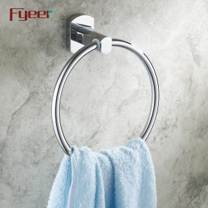 Fyeer Bathroom Accessory Solid Brass Chrome Plated Towel Ring