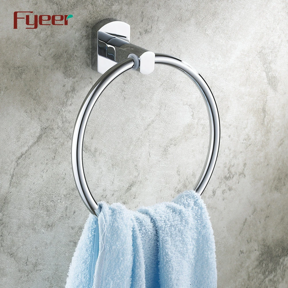 Fyeer Bathroom Accessory Solid Brass Chrome Plated Towel Ring