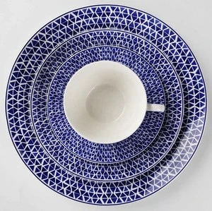 Geometric navy blue china tableware ceramic dinnerware sets