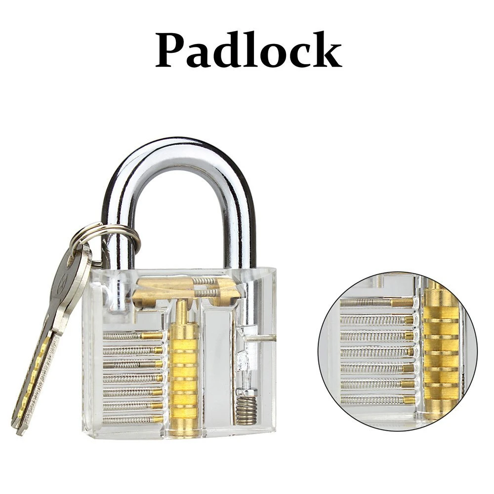 GOSO LOCK PICK TOOLS locksmith supplies LOCK PICK set  Transparent Cutaway Padlocks Training Trainer with keys for beginners