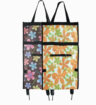 Grocery Folding Rolling Tote Foldable Cart Shopping Trolley Bag waterproof foldable Oxford custom vegetable bags With Wheels