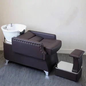 Hair salon furniture  PU leather black  hair washing shampoo chair