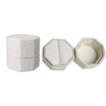 Handmade personalized custom luxury small  vintage hexagon velvet ring box for wedding ring boxes