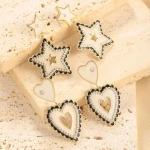 High Polishing Titanium Steel Crystal Star Earring Exaggerated 316L Stainless Steel CZ Zircon Large Star Heart Earrings