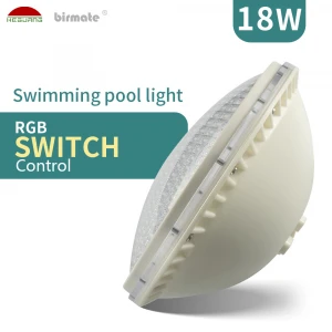 High Quality 18W RGB Switch Control Swimming Pool Light 12v Transformers par56 pool lamp bulb ,IP68