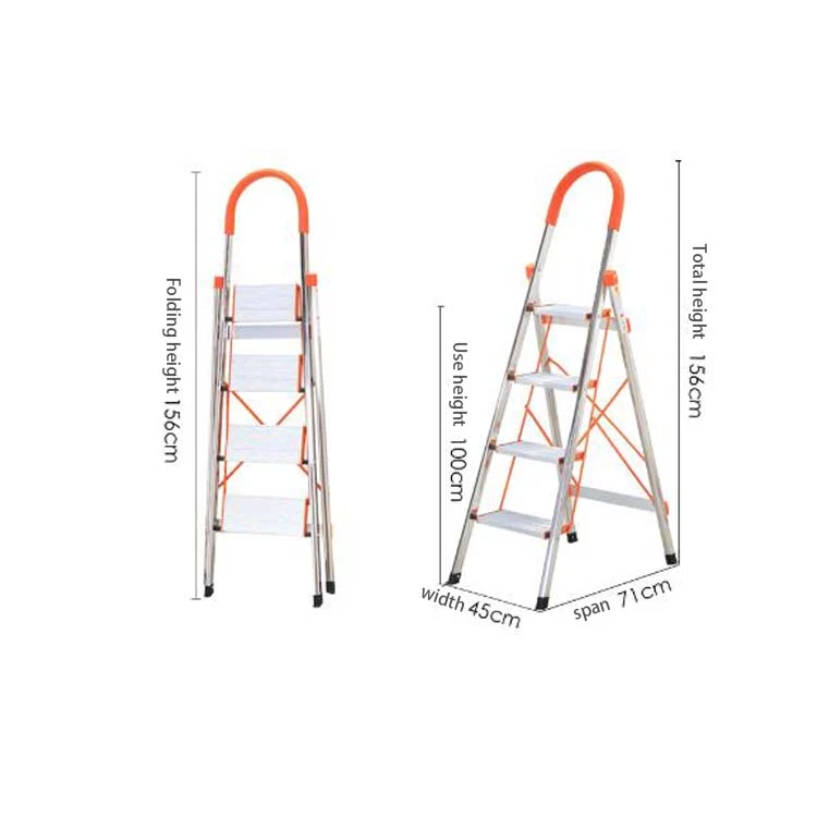 High quality D type 4*4 step ladder stainless steel portable household ladder