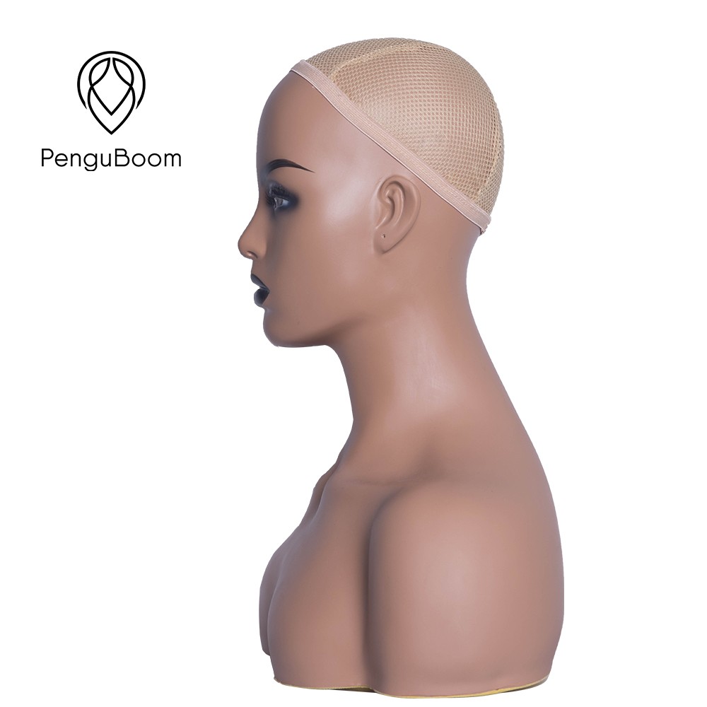 high quality female mannequin head with shoulders and big breast half body   pvc material for wig display