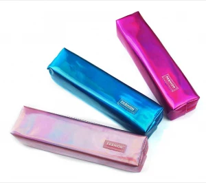 holo  pen bag Shiny zipper pencil case laser leather pen holder  custom  promotion  pen case for girl