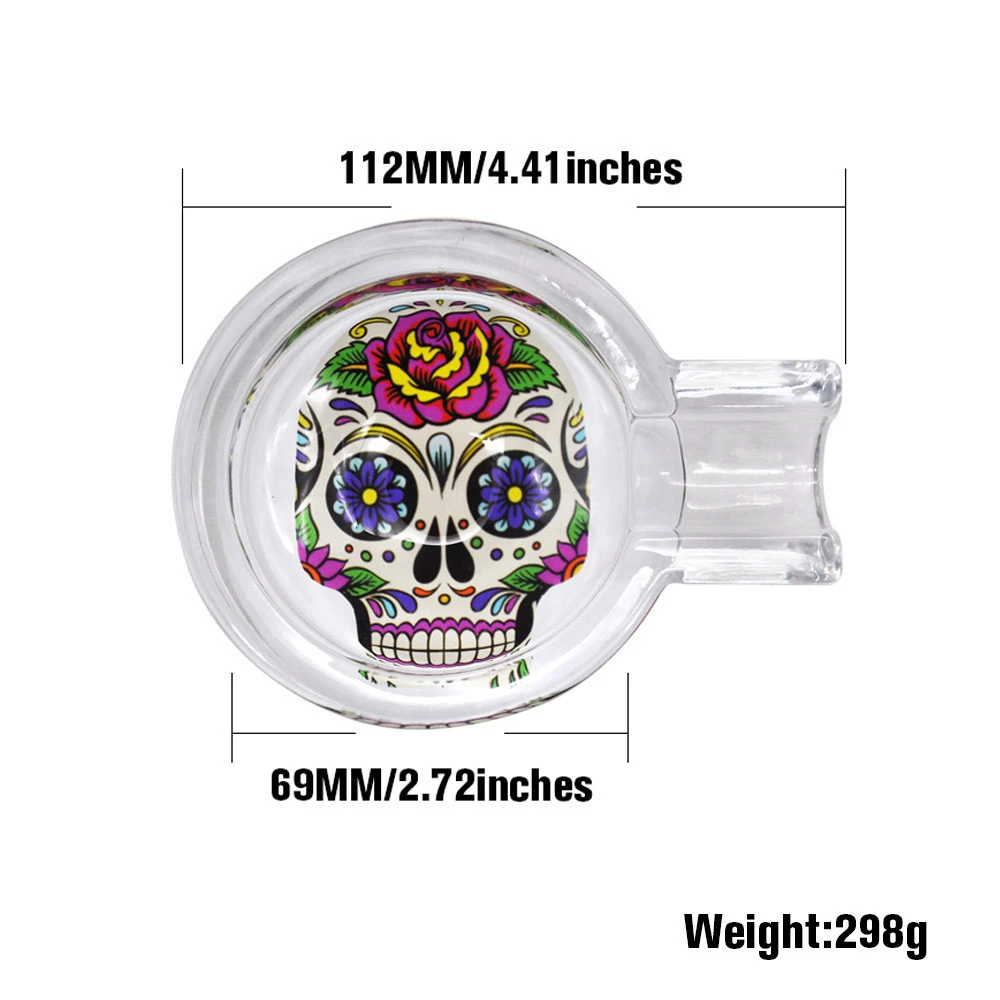 Hot New Style Hotel Luxury Ghost Head Printing Glass Unbreakable Cigarette Cigar Ashtray with Mouth