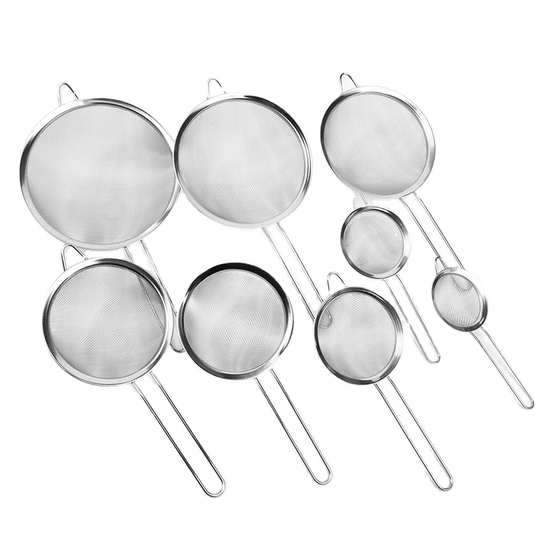 Hot sale Quality Factory Set of 8 Filter Strainers Fine Mesh Stainless Steel Strainer