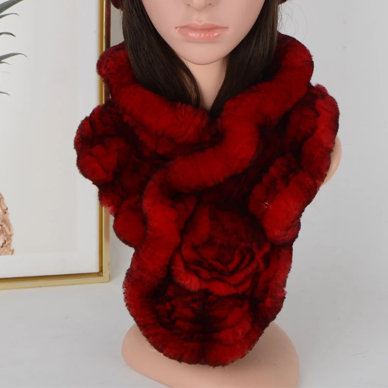 Hot Sale Real Rex Rabbit Fur Scarf Women Fashion Style Shawls Autumn Winter Muffler Elegant Custom Customized MOQ