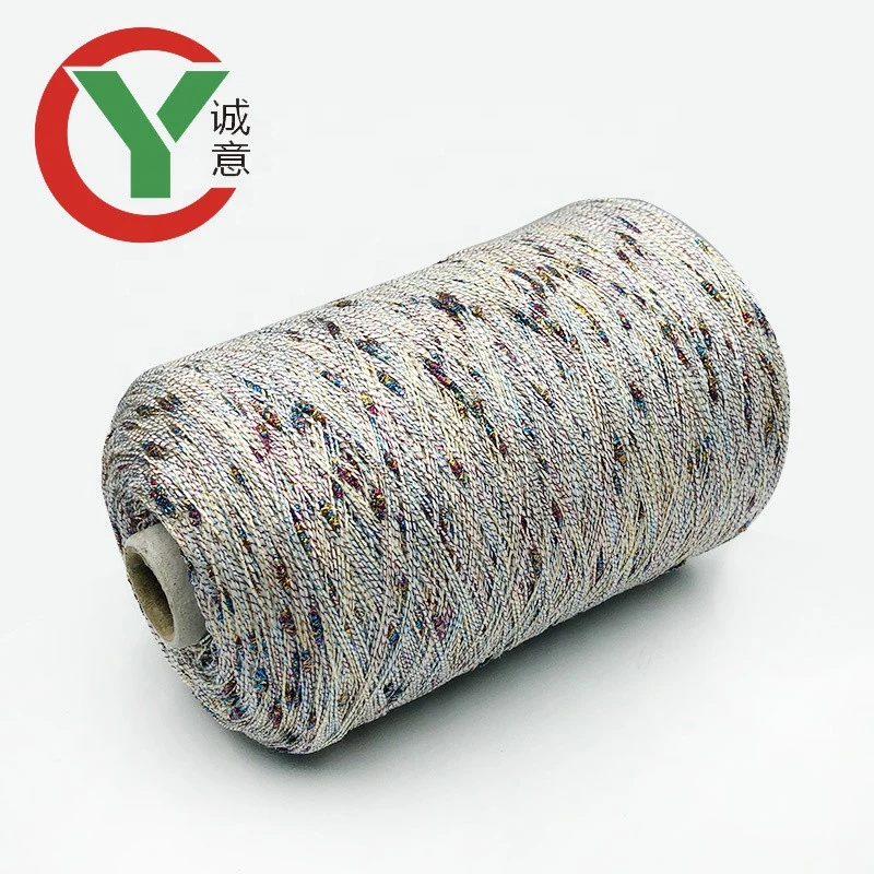 hot sales 100%polyester colorful metallic knot yarn fancy yarn used for hand knitting