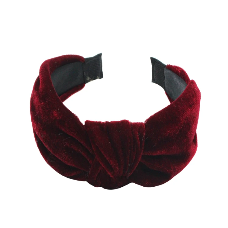 Hot selling fashion velvet knotted flower headband accessories for girls