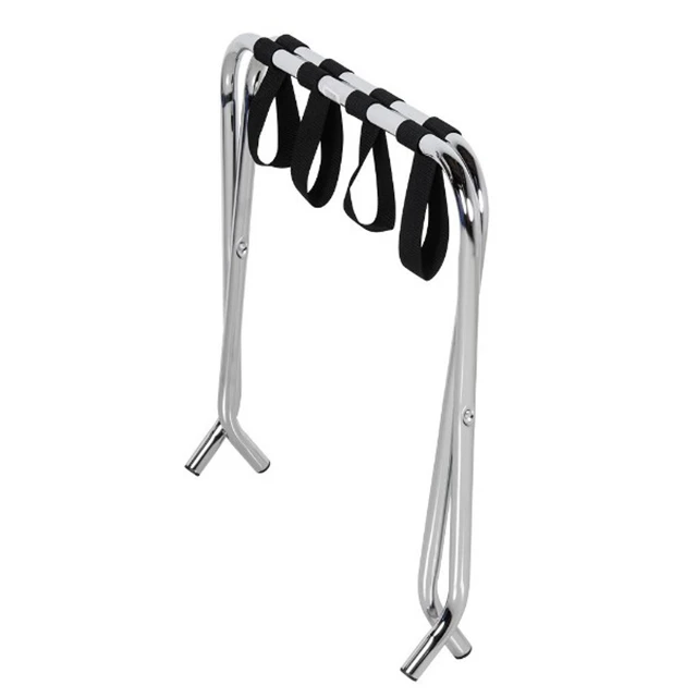 Hotel Stainless Steel Silver Metal Tray Stand Folding Luggage Suitcases Rack Stand