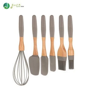 HuiZhou Cooking Tools Silicone Kitchen Utensil Set of Wood Handle