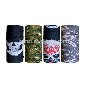 HZW-13803 Skull pattern plain digital print polyester scarf head custom tube bandana