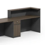 I Shaped Black Wooden Reception Desk Front Desk with Lock Drawer