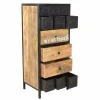 industrial and vintage iron metal and mango wood multi drawers living room cabinet