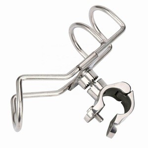 Isure Marine Stainless Steel Clamp-on Boat Fishing Rod Holder 25mm Rail Double Wire