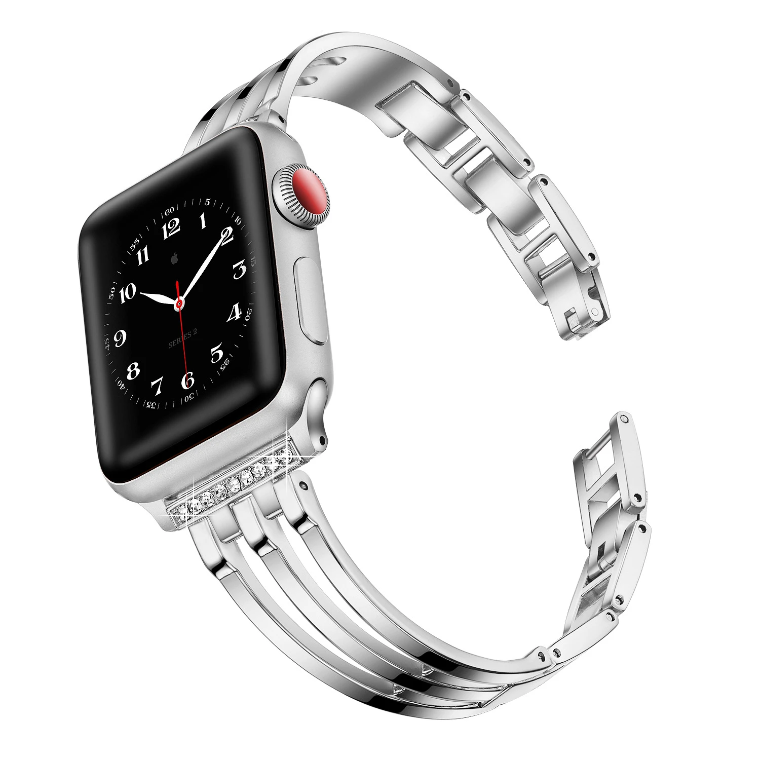 Jewelry Chain With Glitter Diamonds Stainless Steel Metal Wristband Strap for Apple watch Series 6 band 40mm for Women