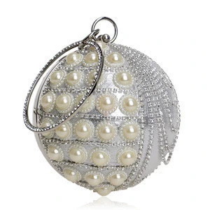KDA9442 Latest luxury ladies round pearl clutch evening bag