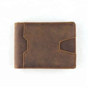 KID bifold stylish vintage classic slim RFID blocking mens genuine leather wallet