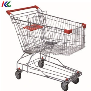 large volume supermarket shopping cart trolley/hand push cart with PVC,PU,TPR castors