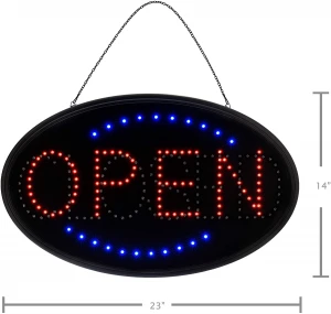 Larger LED Open Sign 23x14 inches Brighter&Larger Advertising Board Electric Lighted Display Flashing or Steady Mode- Light