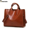 Latest Style Vintage Women Oil pu Leather Tote Bag Shoulder Handbags for Lady