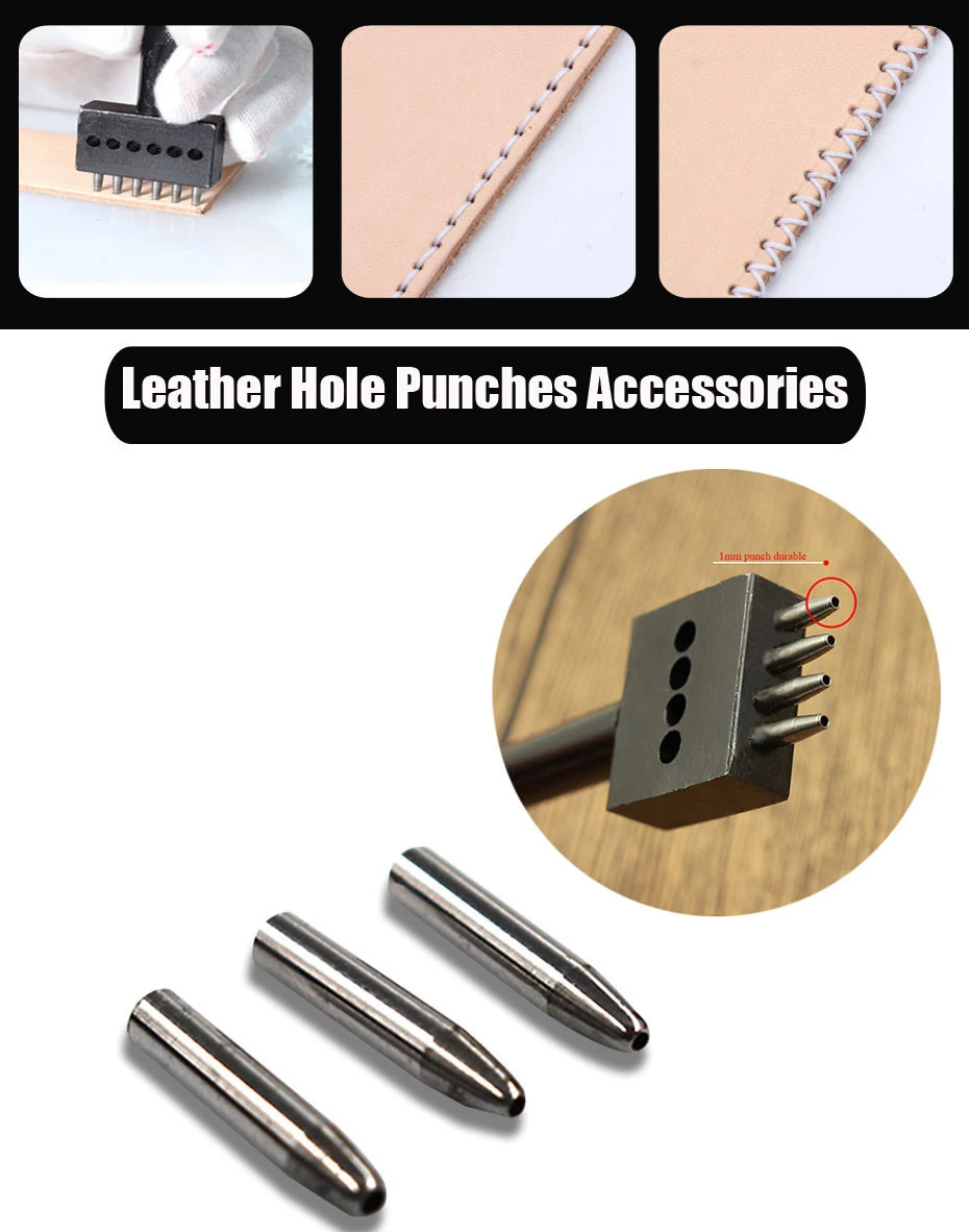 Leather Hole Punches Accessories DIY Hand Perforated Round Leather Stitching Punch Tools Supplies Hole Punching Nail