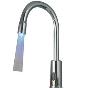 (LF-012)new design brass LED faucet, LED touch sensor kitchen faucet, three light kitchen faucet mixer