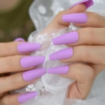 Light Purple Soild Color Fake Nail Medium Matte High Quality Nails Artificial  Daily Color Nail Art Tips L5703