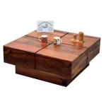 Living room furniture Indian Acacia Wood luxury Square Low Height Coffee Table