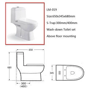 LM-019 Small Wash-down ceramic ine piece toilet for bathroom sanitary ware