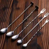 Long Handle Cocktail Shaker Swizzle Stick Stainless Steel mixing stirrers stirring bar spoon fork