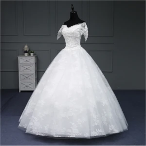 LSA1167 wedding dress luxury short sleeve saudi arabian wedding dress
