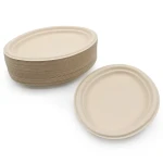 LuzhouPack Biodegradable Disposable Cake Plate and Knife for Kids Made from Sugarcane and Bamboo for Serving Food