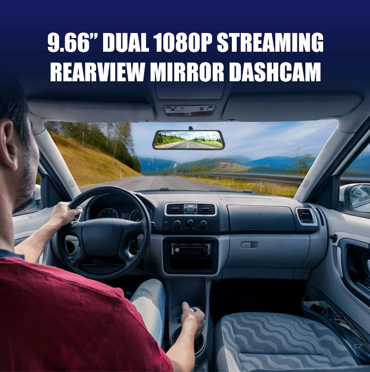 Main Product 9.66 Inch IPS Screen Dual Len DVR Monitor Dashboard Camera Front Rear View 1080P Backup Camera