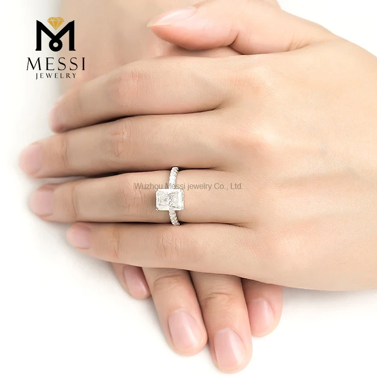 Messi Jewelry octagon cut moissanite ring jewelry white gold wedding engagement 14k 18k ring  for lady anniversary gift