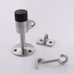 Metal Door Stop SUS 304 Stainless Steel Safety Door Stop with Hook Door Holder Doorstop Rubber Bumper Sound Dampening