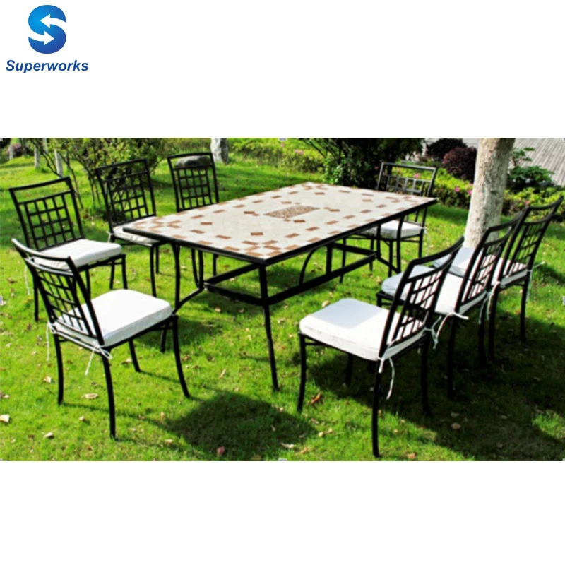 metal garden leisure table and 6 chairs outdoor leisure sets