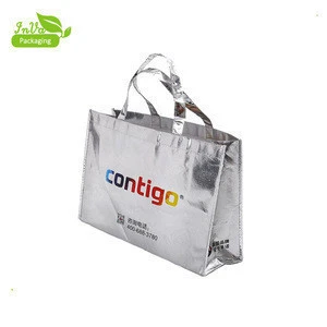 metallic lamination bag, metallic silver shopping bag gold and silver non woven bag