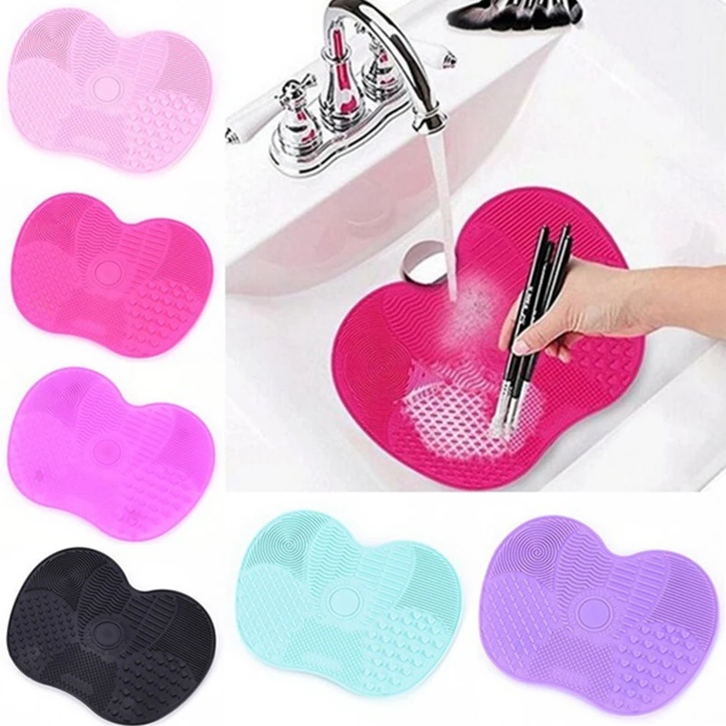 Mini Silicone Face Brush Cleaning Mat Pad Tool, Makeup Brush Cleaner